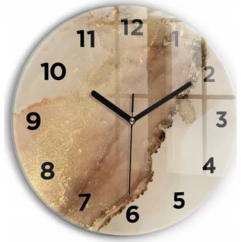 Hodiny Moderní skleněné hodiny s grafikou na zeď Béžové moderní umění fi30 cm