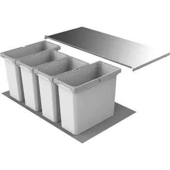 Odpadkový koš Cox® Box 350 S/900-4, odpadkový koš pro stávající výsuvy, bez bio víka, světle šedá