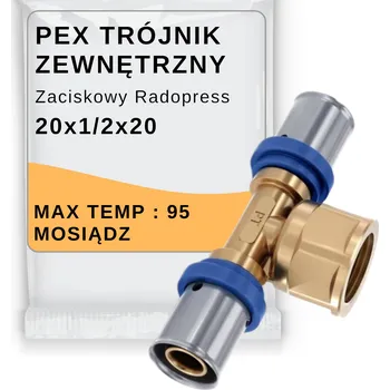 rozdělovač topení PEX SVĚRNÝ T-ROZDĚLOVAČ 20 x 1/2 x 20 VNĚJŠÍ ZÁVIT