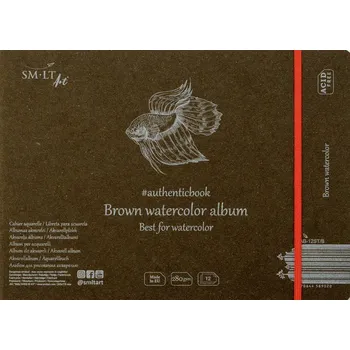 Fotoalbum SMLT_art SMLT art Album na akvarel, hnědý #authenticbook, šitá vazba, 245x176cm, 12 listů, 280g/m2, s rozdělovačem