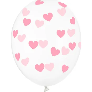 Balónek PartyDeco Balonek latex průhledný srdce růžová světlá 30 cm, 1 ks