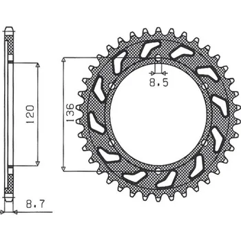 Řetězová sada pro motocykl SUNSTAR ZADNÍ ŘETĚZOVÉ KOLO 864 44 YAMAHA XJ 600 H,N 84-91, YX RADIAN 86-87 (JTR862.44) (ŘETĚZ 530) (86444JT)