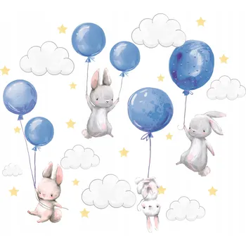 Samolepící dekorace Samolepky na zeď s Króliczki balony dla dzieci 100 6