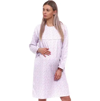 Dámská noční košile Teplá košilka pro těhotné - růžový květinový vor 1TB0035 bílá xl