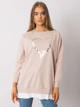 Dámská tunika Béžová dámská tunika s potiskem srdce RV-TU-7258.40P-beige Velikost: S/M