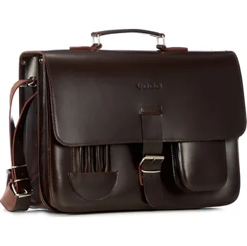 Pánská aktovka VOOC Vintage kožená aktovka taška na notebook VOOC; hnědá