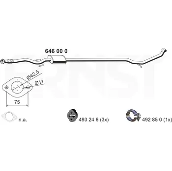 Tlumič výfuku Střední tlumič výfuku ERNST 646000