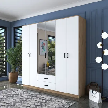 Šatní skříň ISPRA šatní skříň se zrcadlem, ořech/bílá