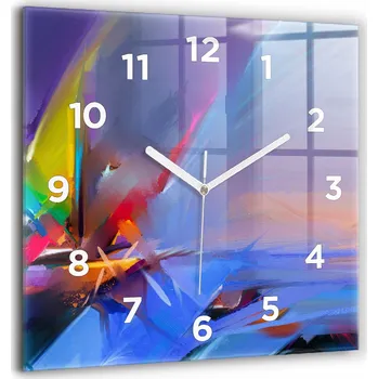 Hodiny Čtvercové Skleněné Nástěnné Hodiny do Obýváku s Motivem Mořské Krajiny 60x60 cm