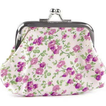 Peněženka Malá peněženka / mincovka květy, textilní, malé, 3 fialovorůžová