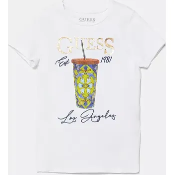 Dívčí tričko Dětské tričko Guess bílá barva, J5GI08 K6YW4 J5GI08.K6YW4.PPYA 00X, vel. 147-157