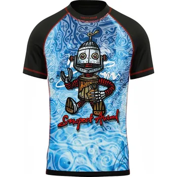 Dětské funkční triko krátký rukáv ROBOT černá Bamboo Ultra - Modrá / 120