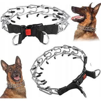 Obojek pro psa OBROŽA OSTNATÝ OBOJEK KOVOVÝ SILNÝ OBROZEK PRO PSA BEZPEČNÝ ZAPÍNACÍ 35cm - S