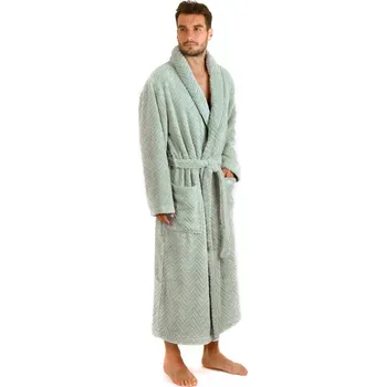 Dámský župan Unisex dlouhý župan se šálovým límcem ATHENA světle zelená - S