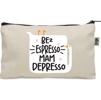 Kosmetická taška Kosmetická taštička béžová BEZ ESPRESSO MAM DEPRESSO káva šálek KO_289