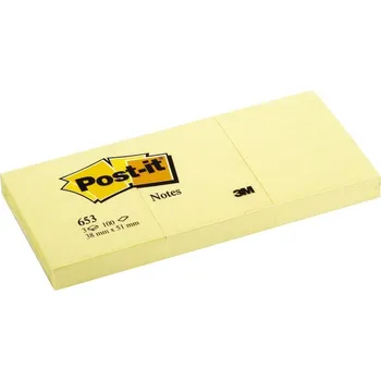 Samolepící bloček 3M Post-it silně lepicí bločky 653, velikost 51 x 38 mm, 3 bločky po 100 lístků