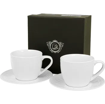ŠÁLKY S PODŠÁLKY NA ESPRESSO DUO TWILIGHT ELEGANTNÍ BÍLÉ 2 KS 115 ML