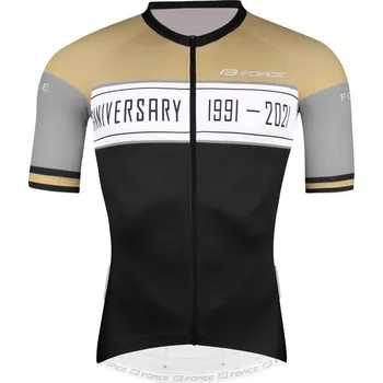 cyklistický dres FORCE Pánský dres s krátkým rukávem FORCE ANNIVERSARY, černo-zlatý - M