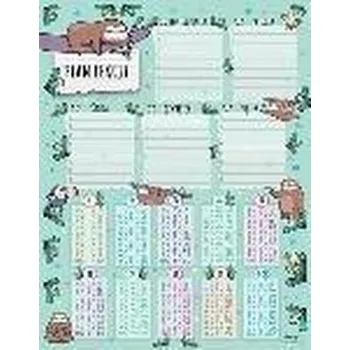 Set školních potřeb Plan lekcji z tabliczką mnożenia A4 Leniwce