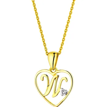 Přívěsek Přívěsek ze žlutého zlata s diamantem - písmeno W, srdce - 0,005 ct - ryzost 585 - 110.304/W