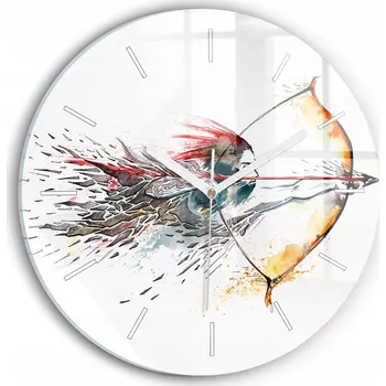 Hodiny Moderní skleněné nástěnné hodiny s potiskem Bojovník na lovu průměr 30 cm