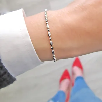 Náramek Stříbrný náramek z malých kuliček a oválků 2,20g Rhodium 17cm Stříbro 925/1000