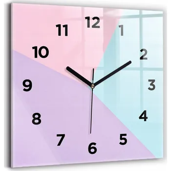 Hodiny Hodiny Tvrzené Sklo Tiché Bez Hlučné Nástěnné Pastelový Vzor 30x30
