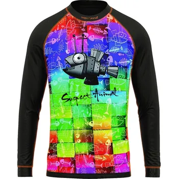 Dětské funkční triko dlouhý rukáv ROBORYBA černá Bamboo Ultra - Oranžová neon / 150