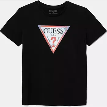 Chlapecké tričko Dětské bavlněné tričko Guess černá barva, s potiskem, L5GI26 K8HM4 L5GI26.K8HM4.PPYA 99X, vel. 136-146