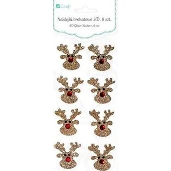 samolepka dpCraft Brokátové 3D samolepky – sobi, 8 ks