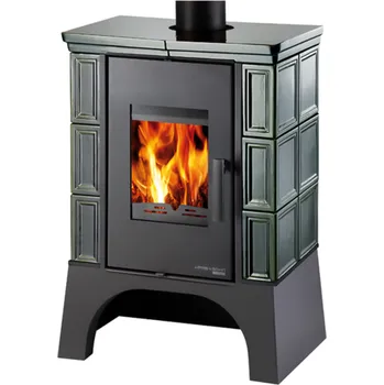 Krbová kamna Haas+Sohn - Eboli AL II s výměníkem a vychlazovací smyčkou (černá, kachle zelená)