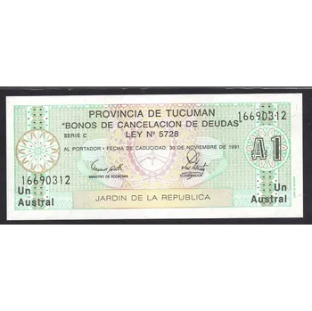 ARGENTINA. Provincia De Tucuman. 1 austral 1991.