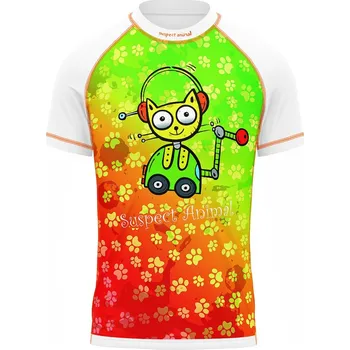 Dětské funkční triko krátký rukáv ROBOKOČKA bílá Bamboo Ultra - Oranžová neon / 150