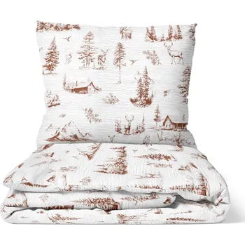 Povlečení DARRÉ Krepové povlečení Divoká příroda - hnědé Velikost: 140 x 200 + 70 x 90