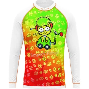 Dětské funkční triko dlouhý rukáv ROBOKOČKA bílá Bamboo Ultra - Oranžová neon / 130