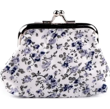 Peněženka Malá peněženka / mincovka květy, textilní, malé, 5 modrošedá sv.