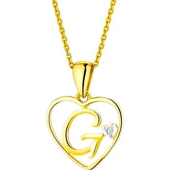 Přívěsek Zlatý přívěsek s diamantem - písmeno G, srdce - 0,005 ct - ryzost 585 - 110.304/G