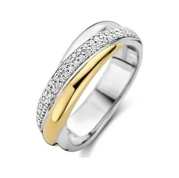 Prsten Prsten TI SENTO se zlacením a zirkony 12343ZY/56