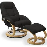 Masážní polohovací křeslo s vyhříváním MATADOR — ohýbané dřevo/ekokůže, černá Halmar
