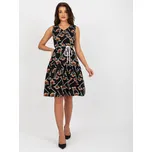 Černé šaty s květinovým potiskem LK-SK-508647.90P-black Velikost: 36