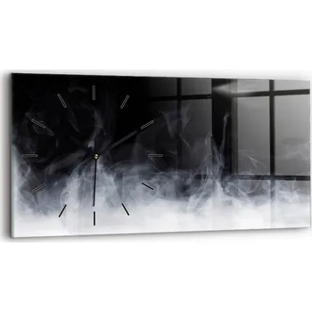 Hodiny Horizontální skleněné nástěnné hodiny do moderního interiéru se vzorem kouře 60x30 cm