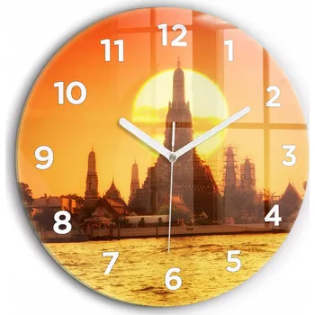 Hodiny Nástěnné hodiny Wat Arun Bangkok Thajsko bílé ručičky kulatý průměr 60 cm