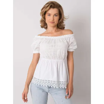 Dámská halenka Bílá halenka s krajkou LK-BZ-506361.11P-white Velikost: 36