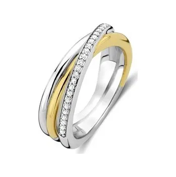 Prsten Prsten TI SENTO se zlacením a zirkony 12346ZY/56