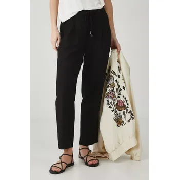 Dámské kalhoty Lněné kalhoty Medicine dámské, černá barva, střih chinos, medium waist RS25.SPD070 99X, vel. S