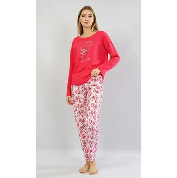 Dámské noční prádlo Dámské pyžamo dlouhé Good day - červená - XL