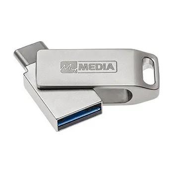 USB flash disk MyMedia MyDual USB 3.2 Gen 1, USB 3.2 Gen 1, 128GB, 69271, stříbrný, 69271, USB A / USB C, s otočnou krytkou