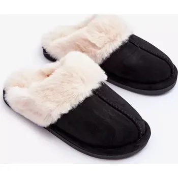 Dámské polobotky Dámské pantofle žabky s kožíškem Black Pinky 38