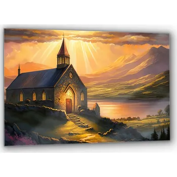 Obraz Obraz na zeď sklo Kostel západ slunce