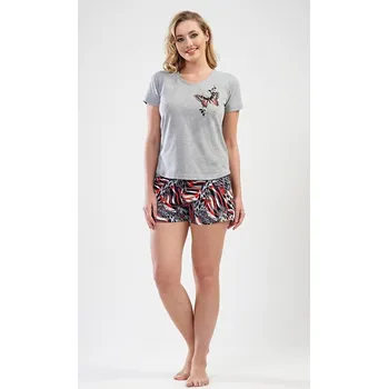 Dámské pyžamo Dámské pyžamo šortky Motýli - šedá - L